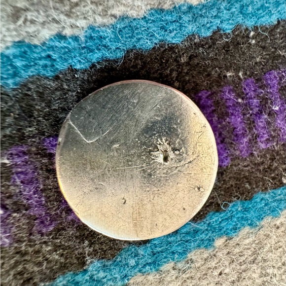 Silver Brooch Pin with Etched Southwest Design - Picture 4 of 5